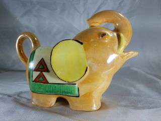 Vintage Japan Luster Hand Painted Art Deco Elephant Creamer Sugar Trunk Up Lucky