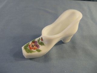 Westmoreland Milk Glass Hand Painted Shoe Pink & Purple Floral 1997 Convention