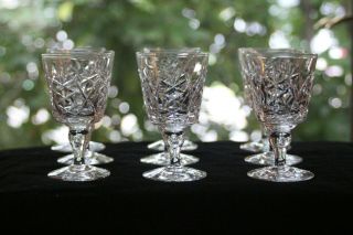Thomas Webb,  English Cut Crystal Wine Glasses (9) Signed