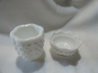 Fenton White Milk Glass Hobnail Fairy Lite Candleholder Vintage Votive 2 Piece 3