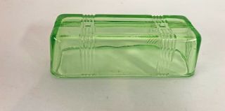 Vintage Green Depression Glass 1/4 Lb Butter Dish Lid/top Criss Cross