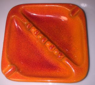 Vintage Haeger Mid Century Modern Orange Ceramic Ashtray Sp - 41