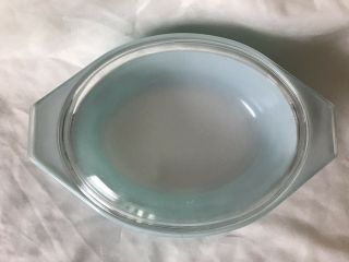 Large Vintage Pyrex Dish Bowl Turquoise Snowflake 2 1/2 Quart With Lid 2