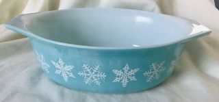 Large Vintage Pyrex Dish Bowl Turquoise Snowflake 2 1/2 Quart With Lid 3