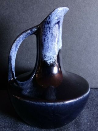 Anna Van Briggle Deep Blue Drip Glaze Small Pitcher Ewer Vase Signed - Vintage?