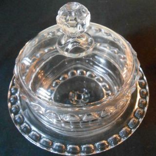 Antique Eapg Butter Dish Dome Dakota Ripley & Co.  Baby Thumprint Glass 1885