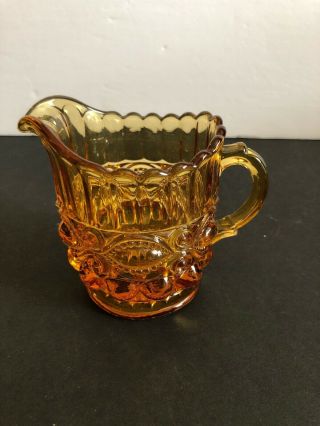 Rare Vintage Honey Amber Depression Glass Open Sugar Creamer Stamped Kw