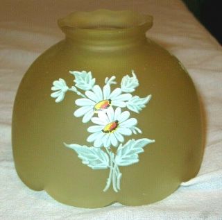 Vintage Westmoreland Hand Painted Fairy Lamp White Daisy ' s On Vaseline Shade 5