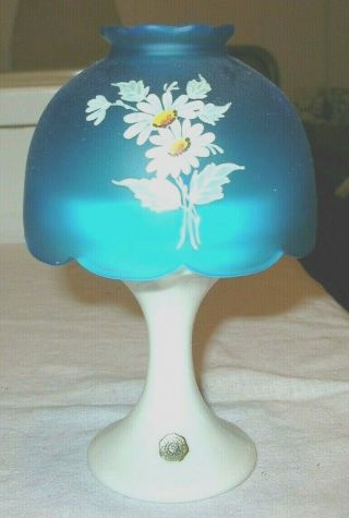Vintage Westmoreland Glass Hand Painted Fairy Lamp White Daisy 