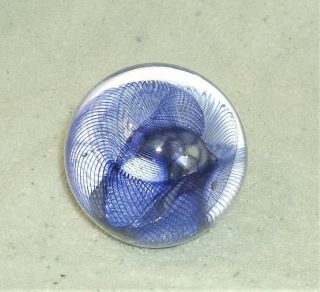 Robert Held Art Glass Paper Weight,  2 1/4 " Tall Purple/blue Spiral Design