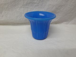 Vintage Akro Agate Slag Glass Flower Pot 3 " Delphite Blue 297 Small Planter Euc