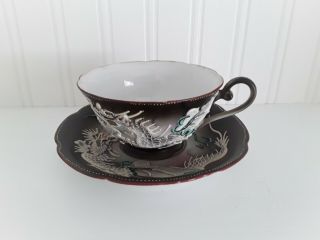 Occupied Japan Vintage Moriage Dragonware Teacup And Saucer 1940s 2