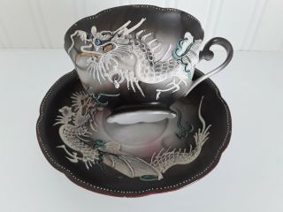 Occupied Japan Vintage Moriage Dragonware Teacup And Saucer 1940s 4