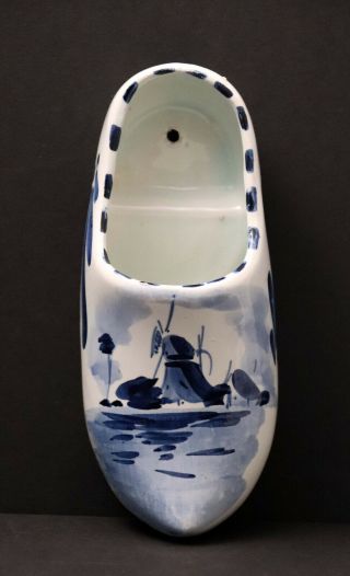 Vintage Handpainted Delft Blue Holland Ceramic Dutch Shoe 7 - 1/2 " Planter