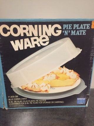 Vintage Corning Ware Blue Cornflower 9 " Pie Plate ‘n’ Mate P - 309 - Sm