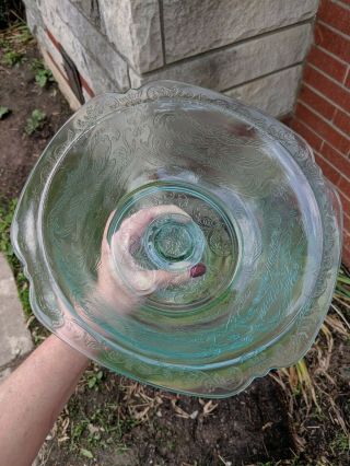Vintage Indiana Glass Pedestal Bowl Teal Green Glassware