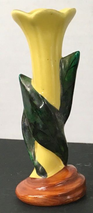 Vintage Mid - Century Mccoy Pottery Yellow Tulip Flower Vase 6”