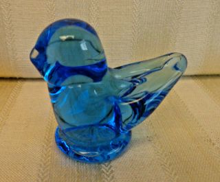 Art Glass Blue Bird Figurine Signed Ron Ray 1993