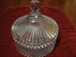 Vintage Clear Cut Glass Covered Candy Dish With Lid Cond.
