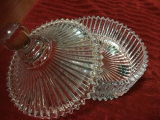 Vintage Clear Cut Glass Covered Candy Dish with Lid Cond. 4