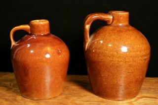 Antique Pair (2) 1900s Roycroft Mission / Craftsman Style Pottery Jugs