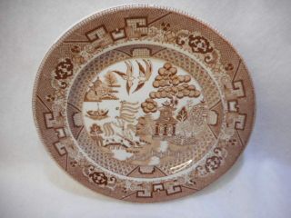 Vintage,  Rare,  Buffalo Pottery,  Brown,  Willow 8 3/4 " Plate