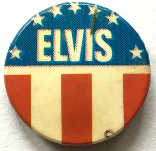 Elvis Presley - Usa Flag Old Og Vtg 70/80`s Button Pin Badge 25mm The King Lives