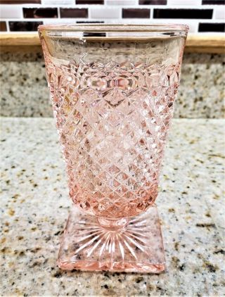 Westmoreland Glass English Hobnail Pink Square Footed Tumbler