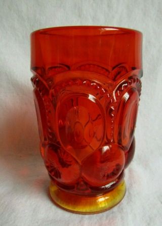 L E Smith Amberina Ruby Glass Moon And Stars Pattern 8 Oz.  Water Goblet