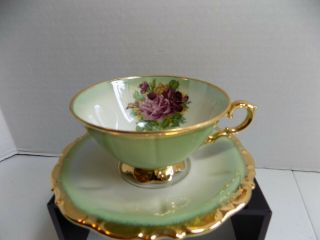 Waldershof,  Green And Gold Gild,  Cup And Saucer,  Bavaria,  Germany