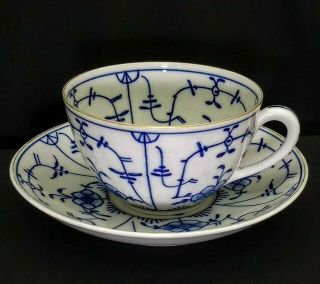 Royal Bayreuth Tettau Blue Onion Strawflower Large Tea Cup And Saucer 1885 - 1902