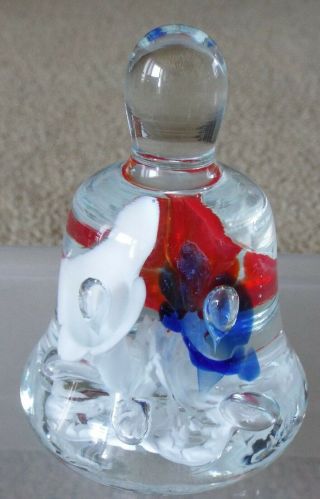 Joe St.  Clair Red White & Blue Flowers Bell Shaped Paperweight