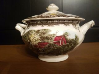 Johnson Brothers England The Friendly Village,  The Lily Pond Covered Sugar Bowl