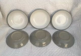 Vintage Harkerware Stone China Off White Speckled/Grey Set of 6 Berry Bowls 4