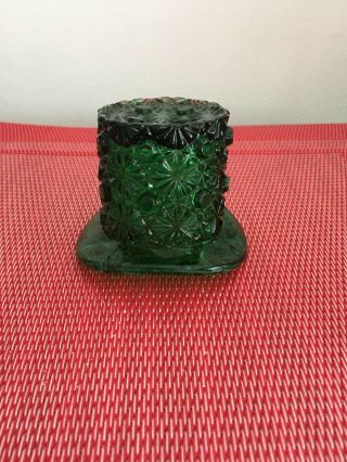 Fenton American Art Glass Green Daisy Button 3 1/2 " Top Hat Figurine