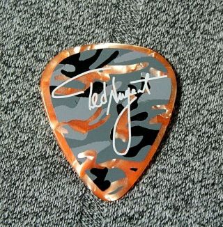 Ted Nugent // Trample - Hurdle 2010 Concert Tour Guitar Pick // Orange/camo