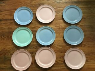 Vintage Tst Taylor Smith Taylor China Luray Pastels 9 Luncheon Plates 9 - 1/4 "