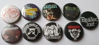 Vintage Button Badges Death Metal Grindcore Carcass Paradise Lost N.  D B.  T 80 