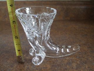 Cut Crystal Footed Horn of Plenty Cornucopia Small Vase Sunburst 5