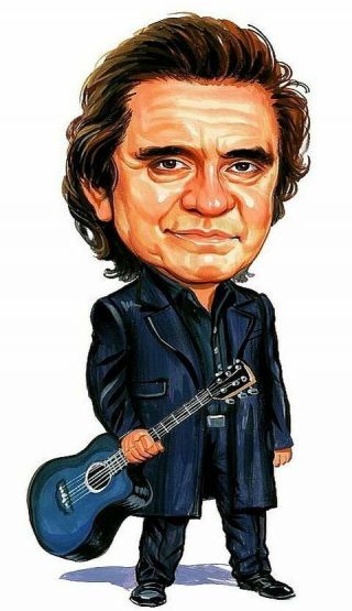 Johnny Cash Cartoon Ring Of Fire Country Music Bumper Sticker Or Fridge Magnet