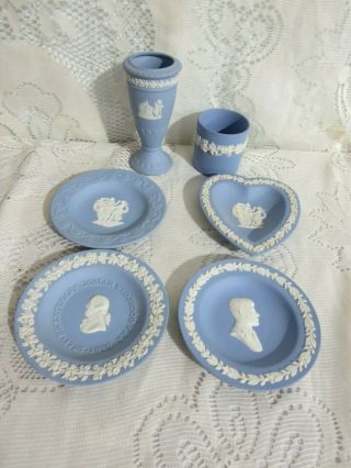 Wedgwood Jasperware Blue Set Of 6 Heart Round Plates Vase Cup Kennedy