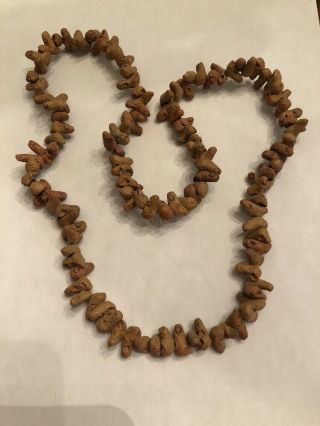 28” Old Mexican Hand Made Fired Clay " Bird " Bead Strand