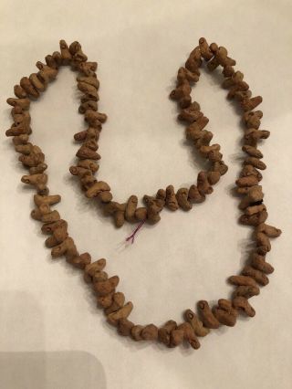 27.  5” Old Mexican Hand Made Fired Clay " Bird " Bead Strand