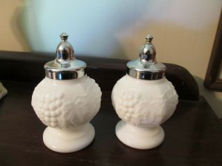 Vintage White Milk Glass Salt And Pepper Shakers Imperial Glass Company Paneled