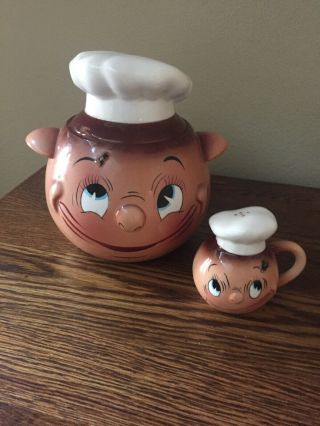Vintage Py Japan Ceramic Anthropomorphic Chef Oh My A Fly Cookie Jar