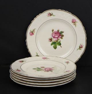 Vintage Syracuse China Federal Shape Victoria Rose Set Of 6 Bread/dessert Plates