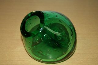 Erickson Green Glass Bookend Vase With Controlled Bubbles