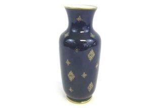 Vtg Echt Kobalt Porcelain Vase Cobalt Blue W/ Gold Design 1762 Made In Gdr