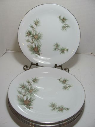 Norcrest Fine China Cascade Pine Set Of 4 Dinner Plates