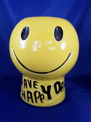 Mccoy Pottery Usa Have A Happy Day Smiley Face Cookie Jar No Lid Euc
